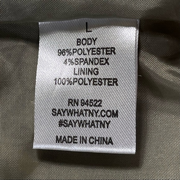 Say What? Size large sage green floral print lined silky zip up bomber jacket - Picture 11 of 13